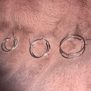 Silver hoop set